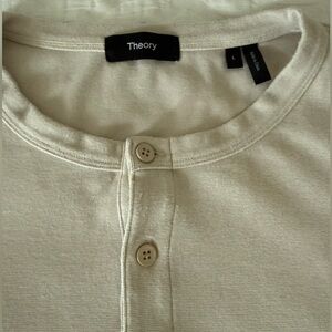 Theory Beige Short Sleeve Henley Shirt